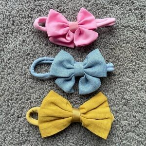 Set Of Three Infant Toddler Girls Bow Headbands